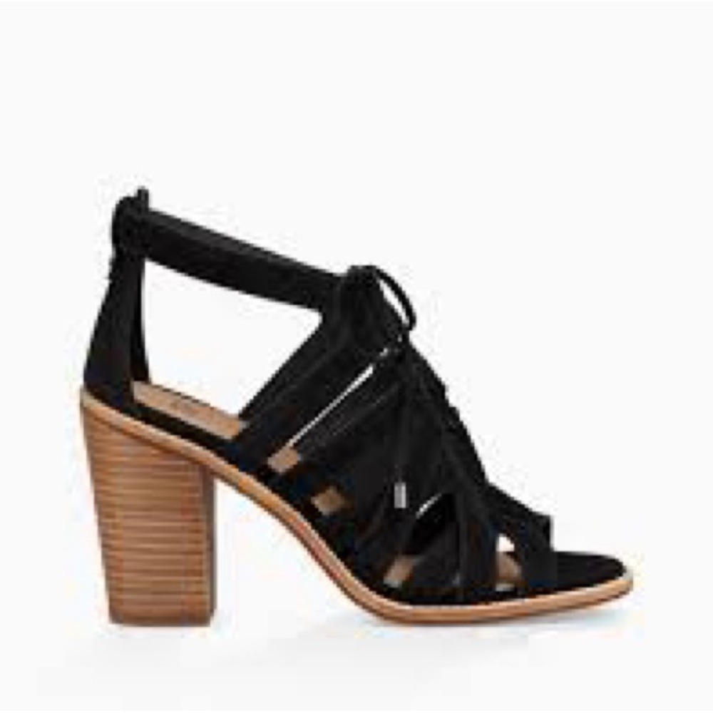 UGG Black Strappy Heeled Sandals